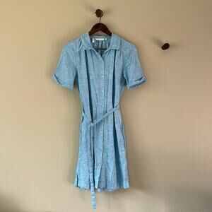 TOM TAILOR LINEN SHORT SLEEVE BUTTON UP MIDI DRESS WITH POCKETS SIZE 36